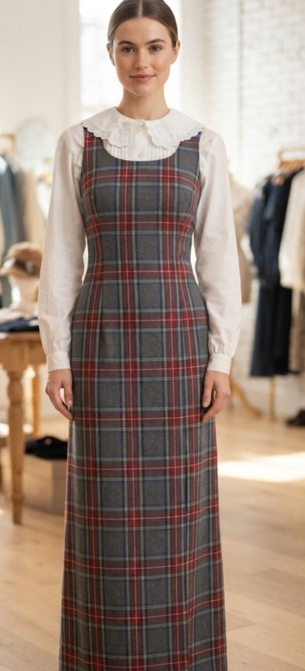 Vintage 90's Decked Out Plaid Sexy Schoolgirl Jumper Dress with High Slit